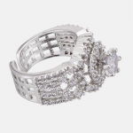 Silver-Plated Cubic Zirconia Stones Studded Finger Ring